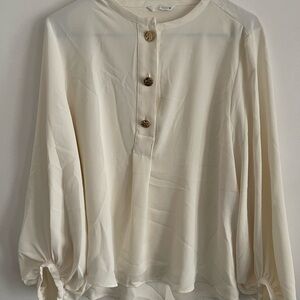 Zara Cream Blouse with Button Accents